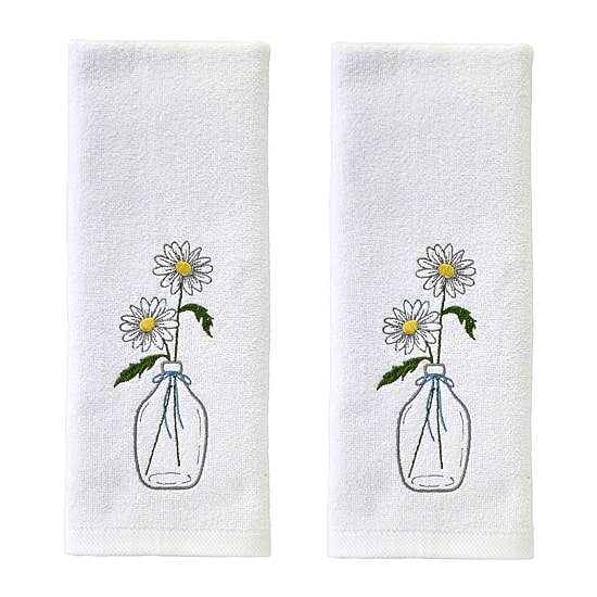 Saturday Knight Daisies In Vase 2-pc. Floral Hand Towel