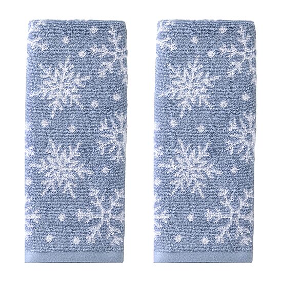 Saturday Knight Scattered Snowflakes 2-pc. Embellished Hand Towel
