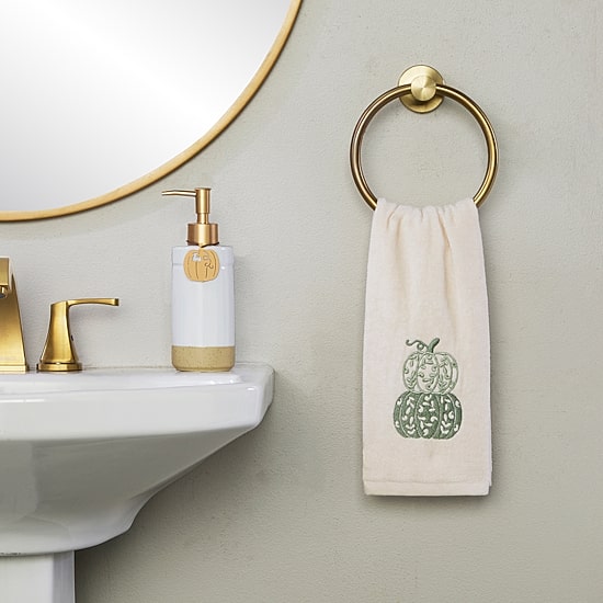 Saturday Knight Scroll Pumpkin 2-pc. Hand Towel