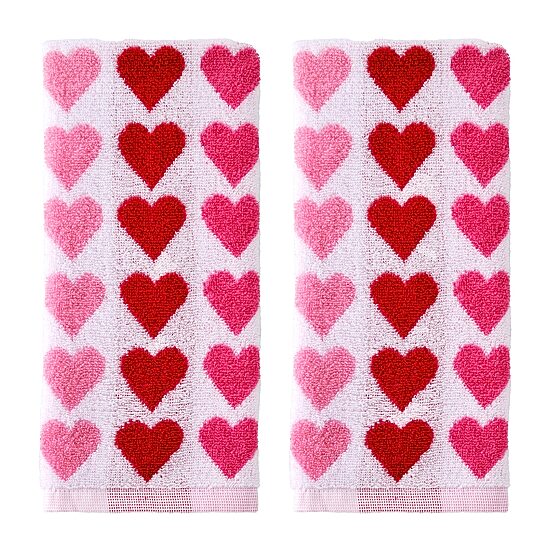 Saturday Knight Tonal Hearts 2-pc. Embellished Hand Towel