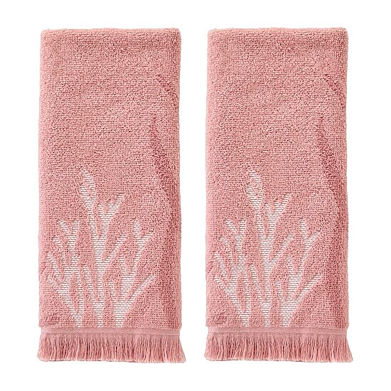 Saturday Knight Ocean Coral Hand Towel 2-pc. Embellished Beach + Nautical Hand Towel