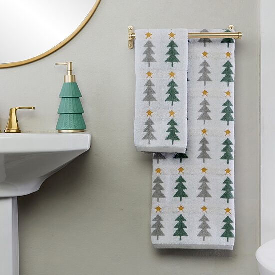 Saturday Knight Multi Trees 2-pc. Embellished Hand Towel