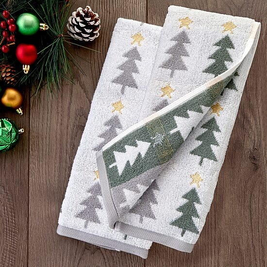 Saturday Knight Multi Trees 2-pc. Embellished Hand Towel