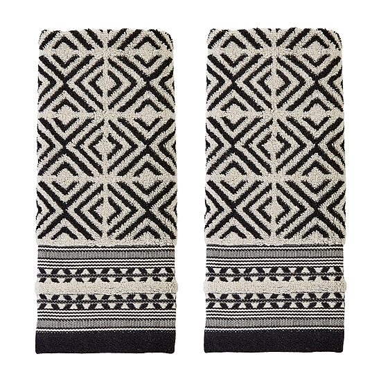 Saturday Knight Diamond Grid 2-pc. Embellished Geometric Hand Towel