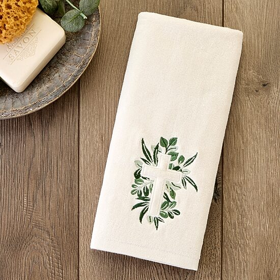 Saturday Knight Cross With Greenery Hand Towel 2-pc. Hand Towel