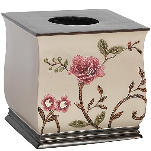 Popular Bath Larrisa Tissue Box Cover, One Size, Red