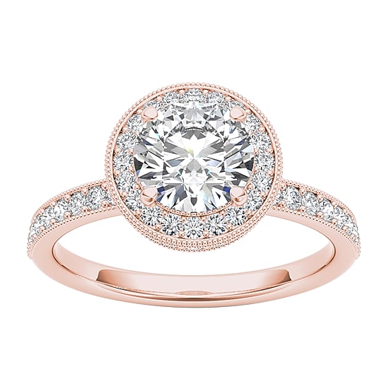 Womens 1 1/2 CT. T.W. Natural White Diamond 14K Gold Round Halo Engagement Ring