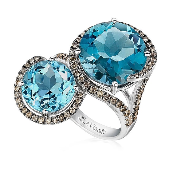 Le Vian® Grand Sample Sale™ Ring featuring 8Blue Topaz Chocolate Diamonds® set in 14K Vanilla Gold®