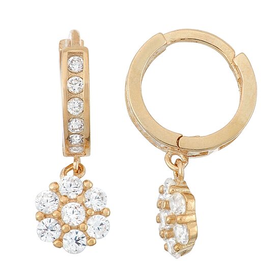 Girls Cubic Zirconia 14K Gold Over Silver Drop Earrings