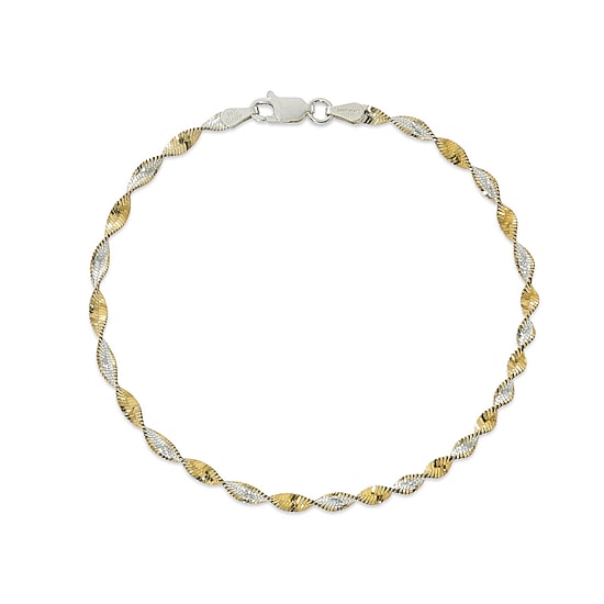 Made in Italy Womens 24K Gold Over Silver Sterling Silver Solid 7.5 Inch Link Bracelet