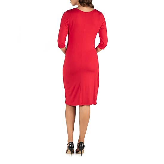 24seven Comfort Apparel Womens Maternity 3/4 Sleeve Wrap Dress