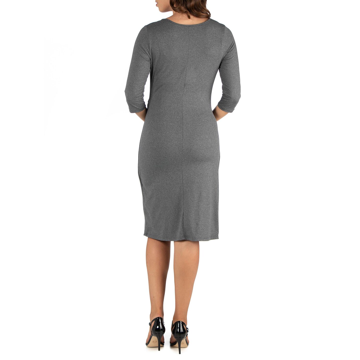 24seven Comfort Apparel Womens Maternity 3/4 Sleeve Wrap Dress