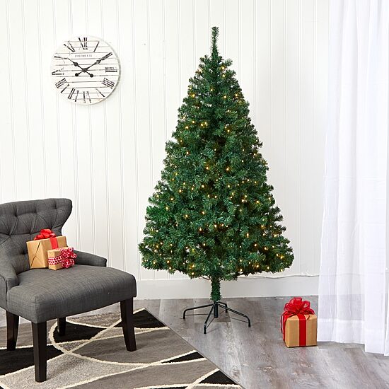 Nearly Natural 6 Foot Pre-Lit Pine Christmas Tree