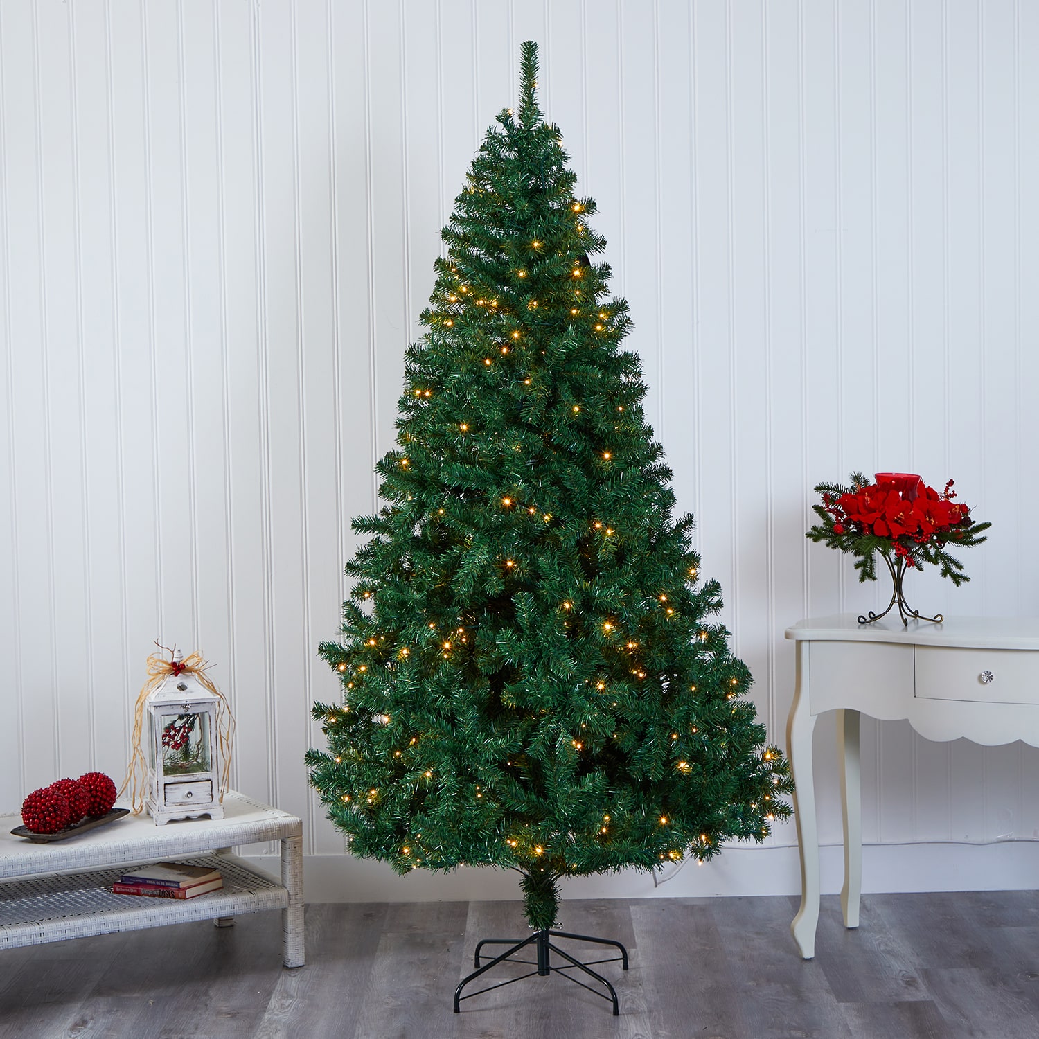 Nearly Natural 7 1/2 Foot Northern Tip Pine With 400 Clear Led Lights Pre-Lit Christmas Tree