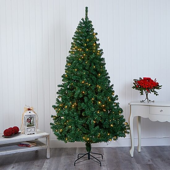 Nearly Natural 7 1/2 Foot Northern Tip Pine With 400 Clear Led Lights Pre-Lit Christmas Tree