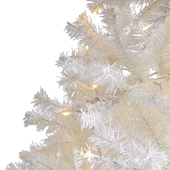Nearly Natural 7 Foot White With 1000 Bendable Branches And 350 Clear Led Lights Pre-Lit Artificial Christmas Tree