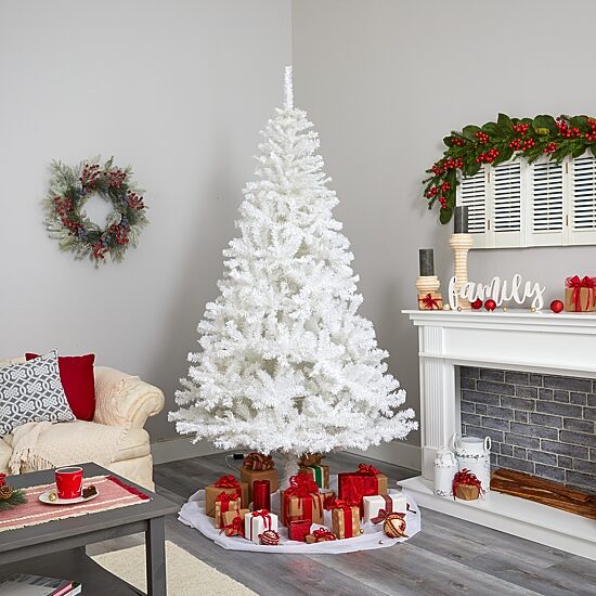 Nearly Natural 8 Foot White Pine With 1500 Bendable Branches And 450 Led Lights Pre-Lit Artificial Christmas Tree
