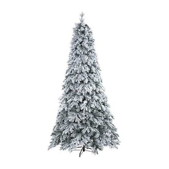 Nearly Natural 8 Foot Flocked Vermont Mixed Pine With 600 Led Lights Pre-Lit Artificial Christmas Tree