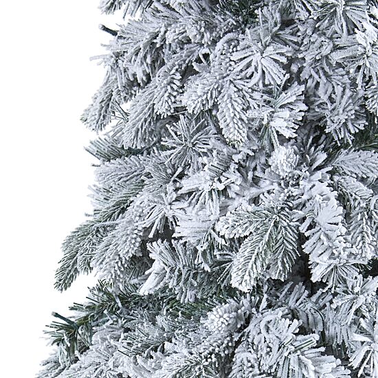 Nearly Natural 8 Foot Flocked Vermont Mixed Pine With 600 Led Lights Pre-Lit Artificial Christmas Tree