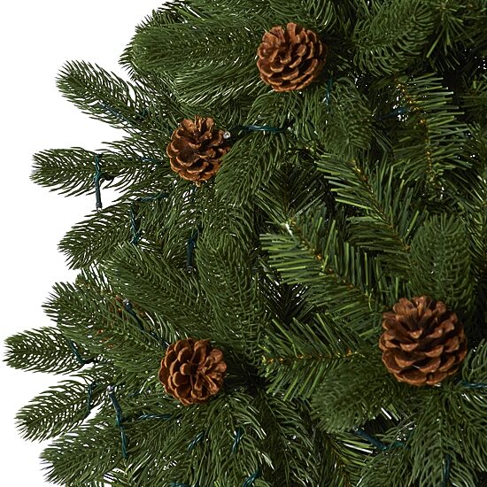 Nearly Natural 7 1/2 Foot Rocky Mountain Spruce With Pinecones And 400 Clear Led Lights Pre-Lit Artificial Christmas Tree