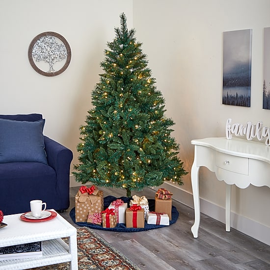 Nearly Natural 6 Foot Rocky Mountain Mixed Pine With 300 Led Lights Pre-Lit Artificial Christmas Tree