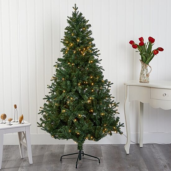 Nearly Natural 6 Foot Vermont Fir With 250 Clear Led Lights Pre-Lit Artificial Christmas Tree