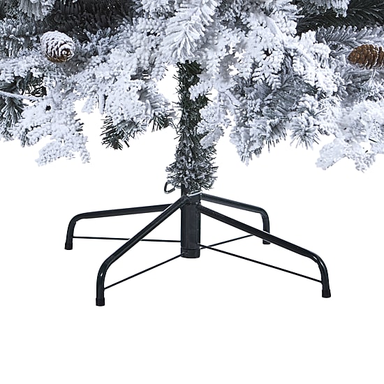 Nearly Natural 8 Foot Flocked Montana Down Swept Spruce With Pinecones And 500 Led Lights Pre-Lit Artificial Christmas Tree