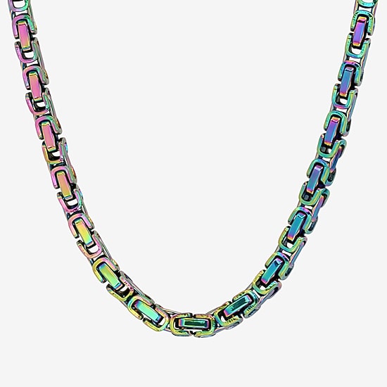 Steeltime Mens Stainless Steel Hypoallergenic 24 Inch Byzantine Chain Necklace
