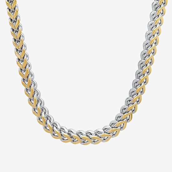 Steeltime Mens 18K Gold Over Stainless Steel Hypoallergenic 24 Inch Wheat Chain Necklace