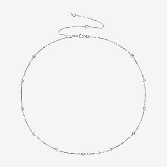 Diamond Addiction Womens 1/10 CT. T.W. Natural White Diamond Sterling Silver 16 Inch Pendant Necklace