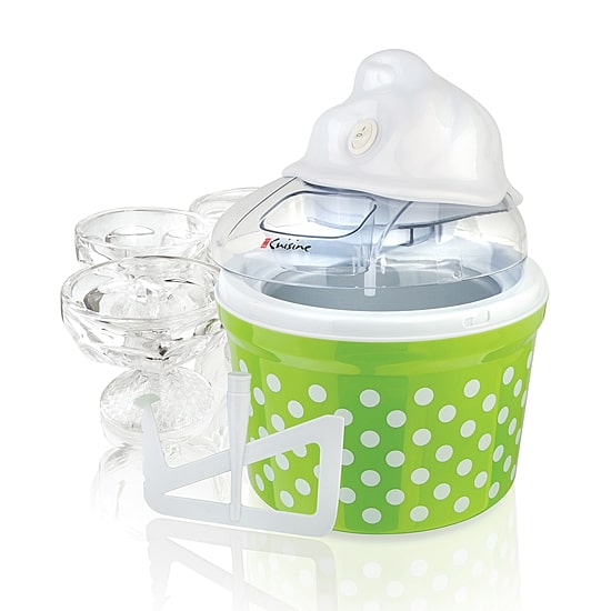 Euro Cuisine Automatic Ice Cream Gelato Sorbet & Frozen Yogurt Maker with 4 Glass Ice Cream Cup