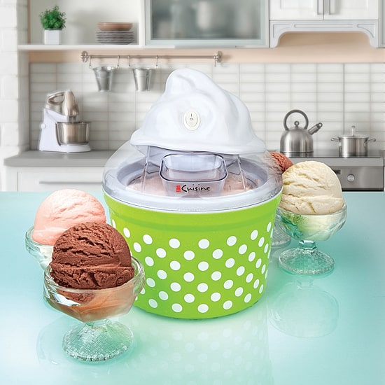 Euro Cuisine Automatic Ice Cream Gelato Sorbet & Frozen Yogurt Maker with 4 Glass Ice Cream Cup