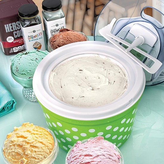 Euro Cuisine Automatic Ice Cream Gelato Sorbet & Frozen Yogurt Maker with 4 Glass Ice Cream Cup