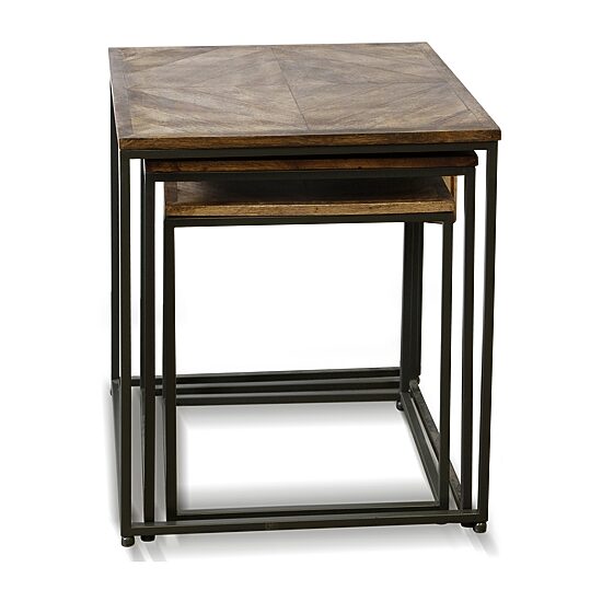 StyleCraft Logan Dark Wood Nested Side Tables - Set of 3