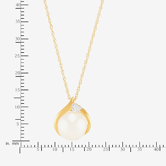 Certified Sofia™ Cultured Freshwater Pearl & Diamond-Accent 10K Gold Pendant Necklace