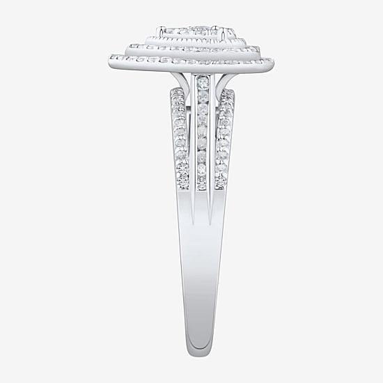 Womens 1/2 CT. T.W. Natural White Diamond 10K Gold Pear Halo Engagement Ring