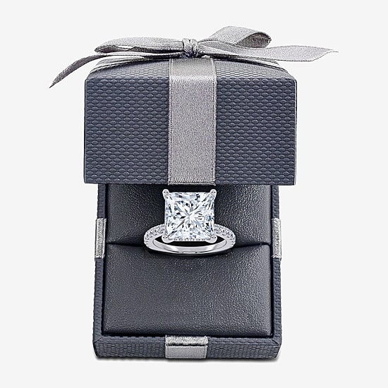 (G-H / Si1-Si2) Womens 5 1/2 CT. T.W. Lab Grown White Diamond 14K Gold Side Stone Engagement Ring