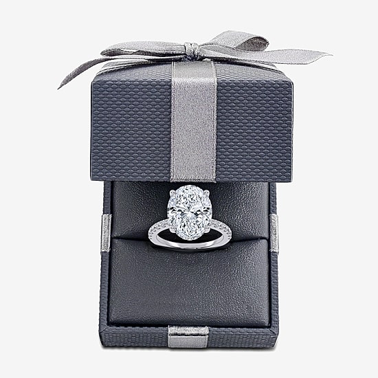 (G-H / Si1-Si2) Womens 5 1/2 CT. T.W. Lab Grown White Diamond 14K Gold Oval Side Stone Engagement Ring