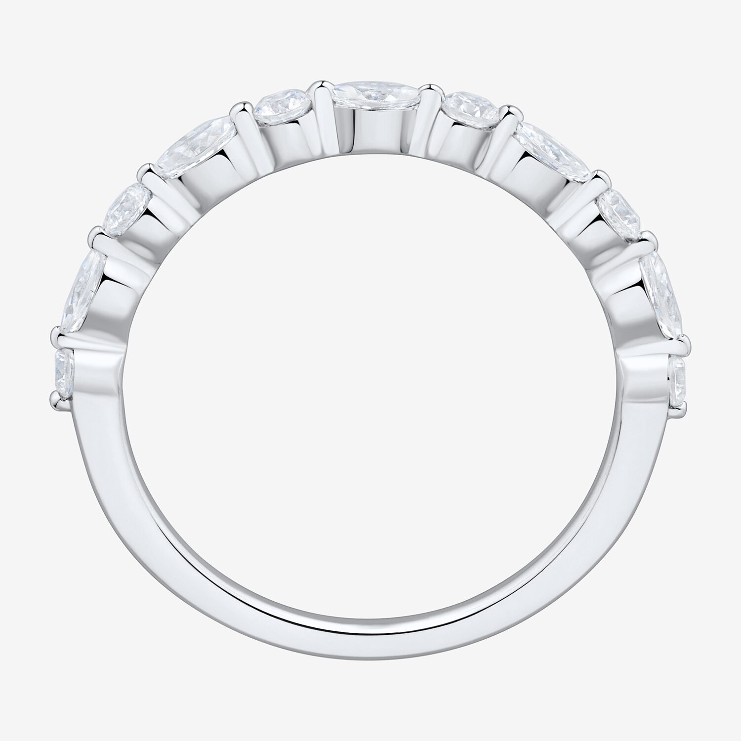 (H-I / Si1-Si2) Womens 1/2 CT. T.W. Lab Grown White Diamond 10K Gold Marquise Wedding Band