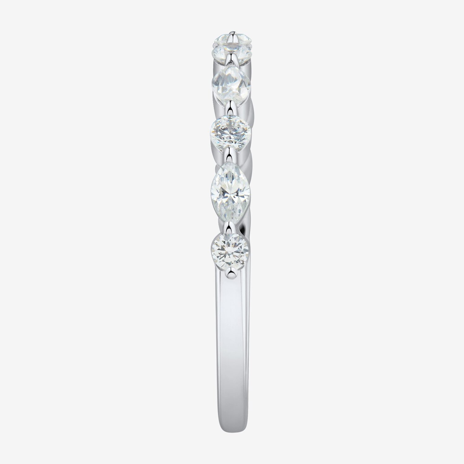 (H-I / Si1-Si2) Womens 1/2 CT. T.W. Lab Grown White Diamond 10K Gold Marquise Wedding Band