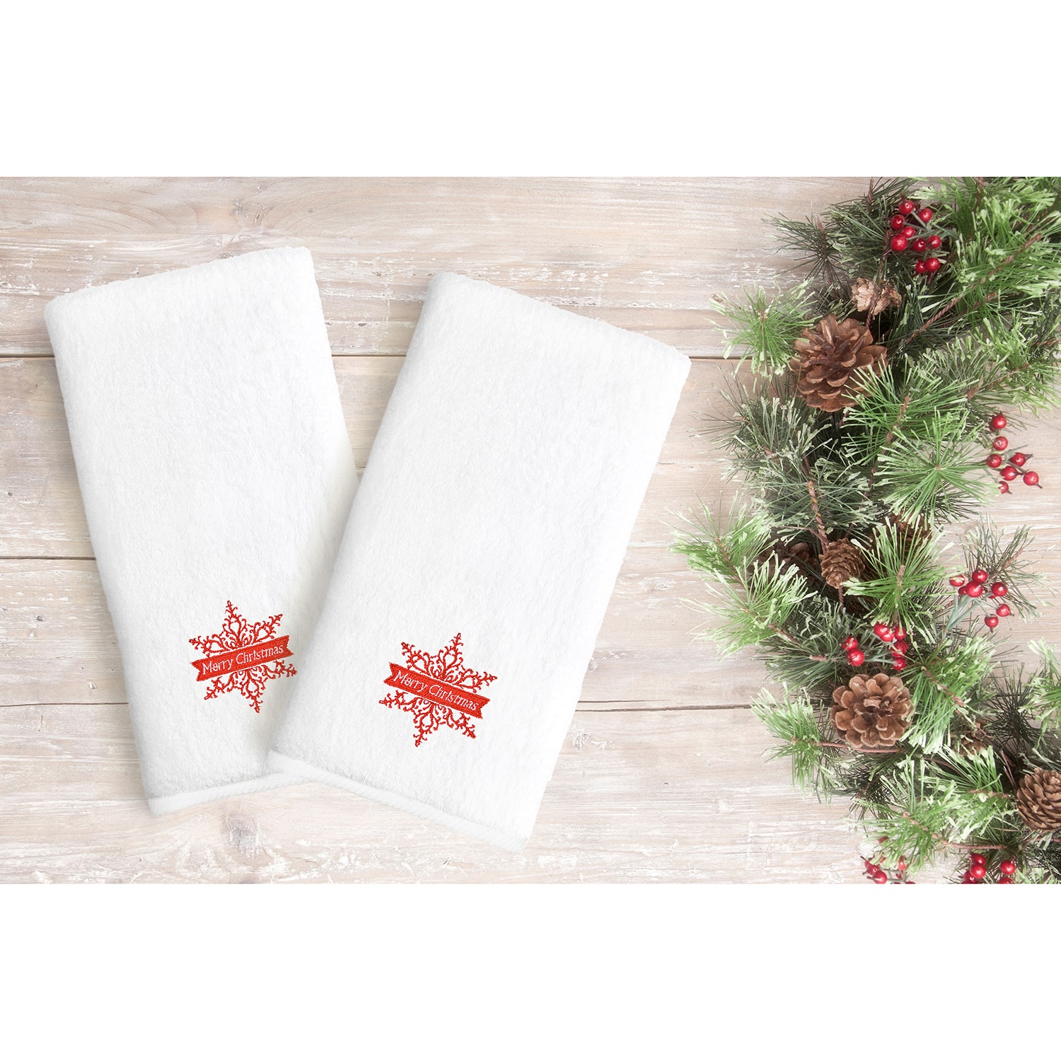 Linum Home Textiles Merry Christmas 2-pc. Hand Towel