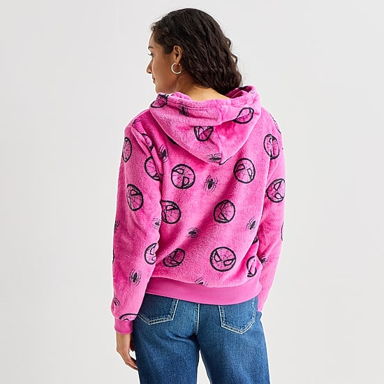 Spiderman Fleece Hoodie Womens Juniors Long Sleeve Spiderman Fleece Hoodie