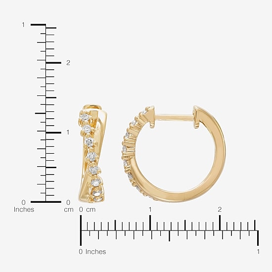 Limited Quantities! Womens 1/6 CT. T.W. Natural White Diamond 14K Gold 14.7mm Hoop Earrings