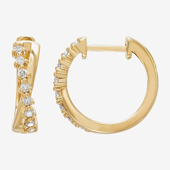 Limited Quantities! Womens 1/6 CT. T.W. Natural White Diamond 14K Gold 14.7mm Hoop Earrings