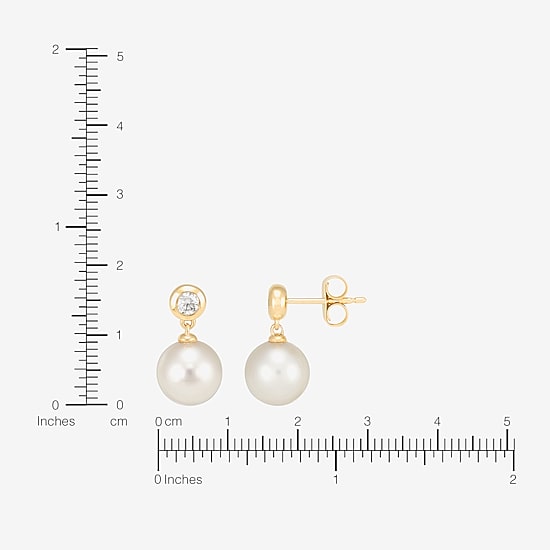 Limited Quantities! Womens 1/5 CT. Genuine White Cultured Freshwater Pearl 14K Gold Drop Earrings