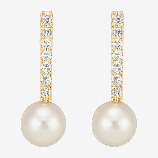 Limited Quantities! Womens 1/10 CT. T.W. Genuine White Cultured Freshwater Pearl 14K Gold Drop Earrings