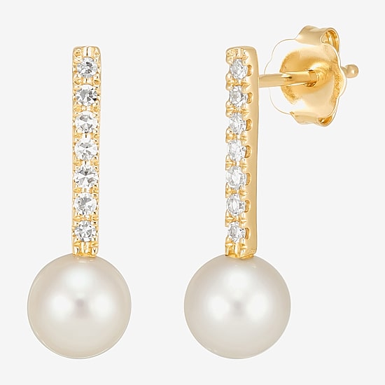 Limited Quantities! Womens 1/10 CT. T.W. Genuine White Cultured Freshwater Pearl 14K Gold Drop Earrings