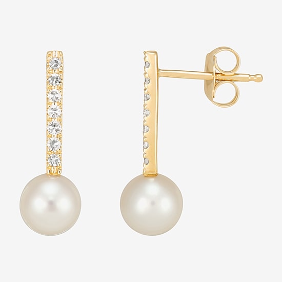 Limited Quantities! Womens 1/10 CT. T.W. Genuine White Cultured Freshwater Pearl 14K Gold Drop Earrings