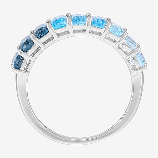 Limited Quantities! Womens 5MM Genuine Blue Topaz Sterling Silver Band