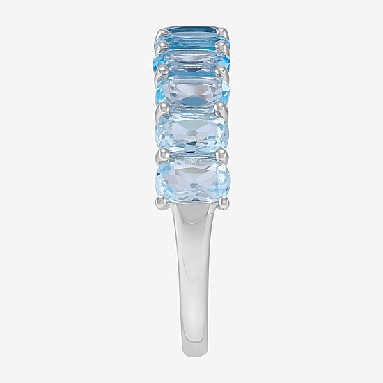 Limited Quantities! Womens 5MM Genuine Blue Topaz Sterling Silver Band